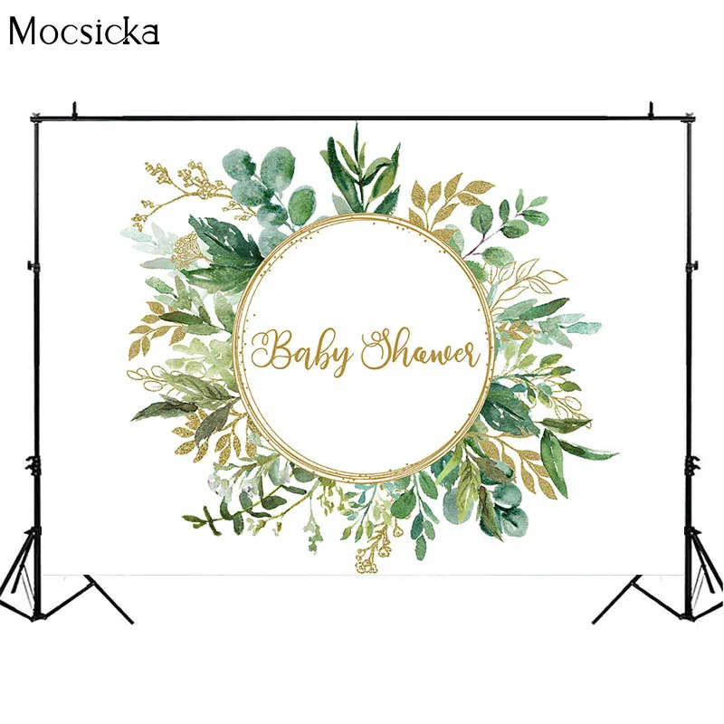 ทารกฝักบัวอาบน้ำทารก1st Birthday Party ฉากหลังภาพวาดสีเขียวสีเขียวสีเขียวประดับ Props เด็กปรับแต่ง Photo Studio