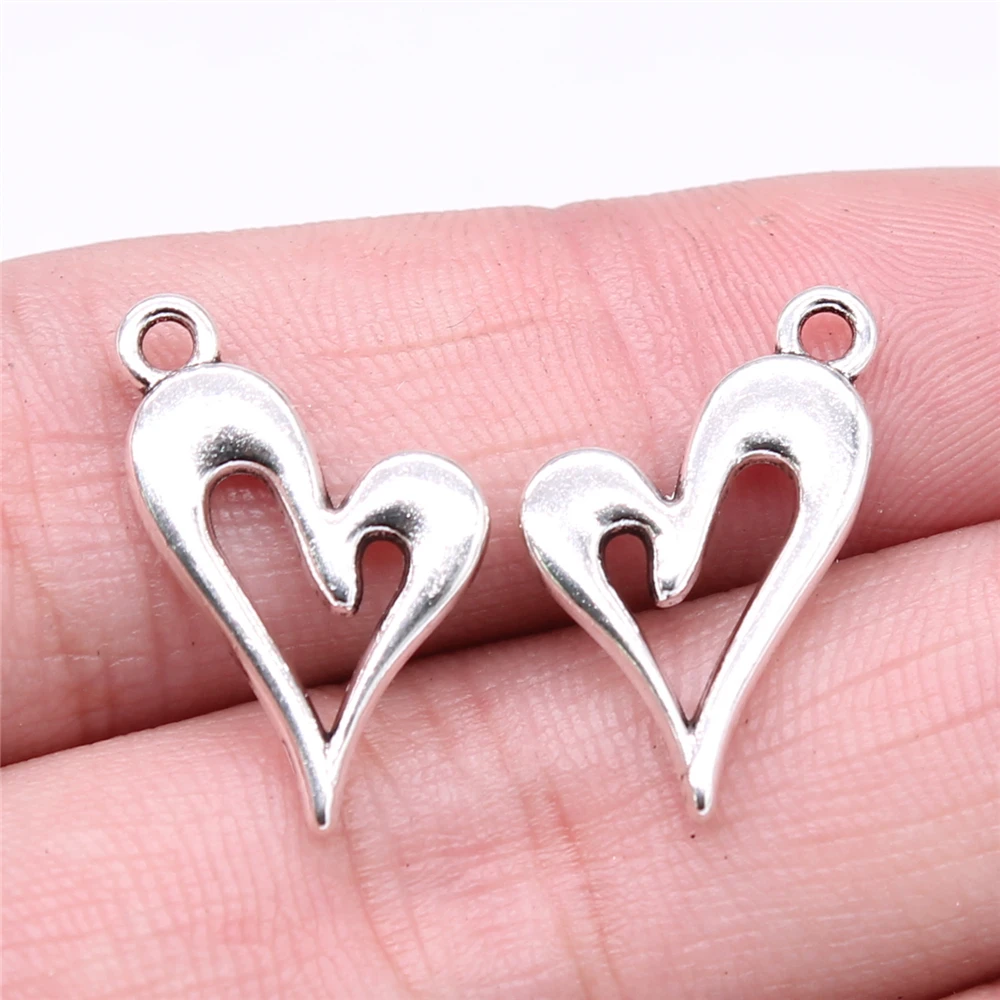 

Wholesale 150pcs/bag 20x13mm Hollow Heart Charms For DIY Jewelry Making Antique Silver Color Charms Jewelry Findings