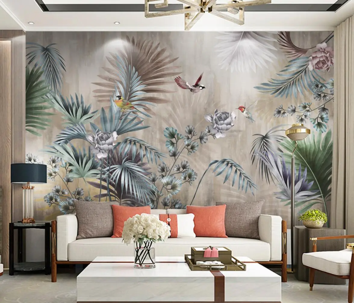 

beibehang Custom Southeast Asian leaves Photo Wallpaper Living Room TV Background Mural Waterproof wall paper decoration salon