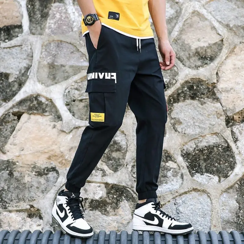 

Men's Black Joggers Pants 2020 Male Summer Big Pockets Ankel Cargo Pants Man Spring Streetwear Overalls Sweatpants Casual Pants