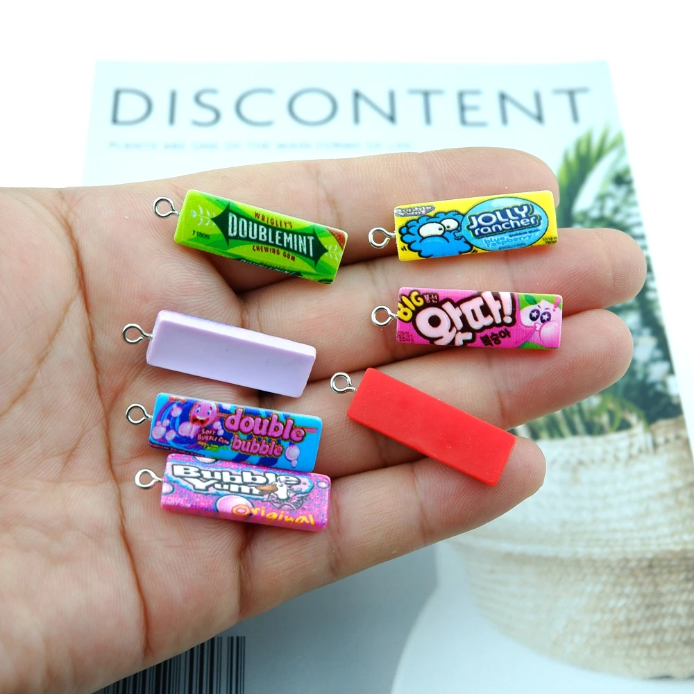 20Pcs/lot Chewing Gum Charms Pendants  For  Bracelets Earrings  Jewelry Making Resin Flat Back Cabochon