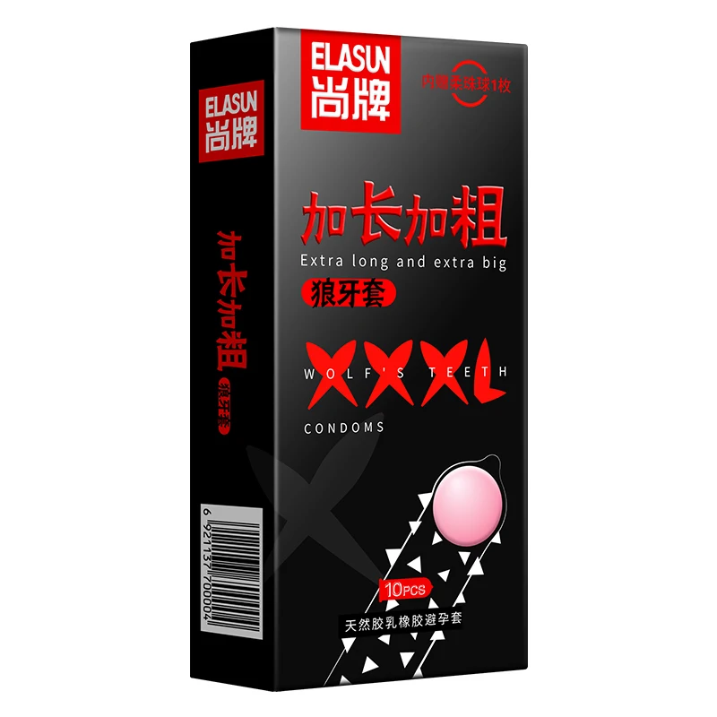 Elasun 10pcs Condoms with Large Spike Particle For Men with Penis Extender Soft Ball Lengthen 3cm Condom Penis Sleeve Sex Toy