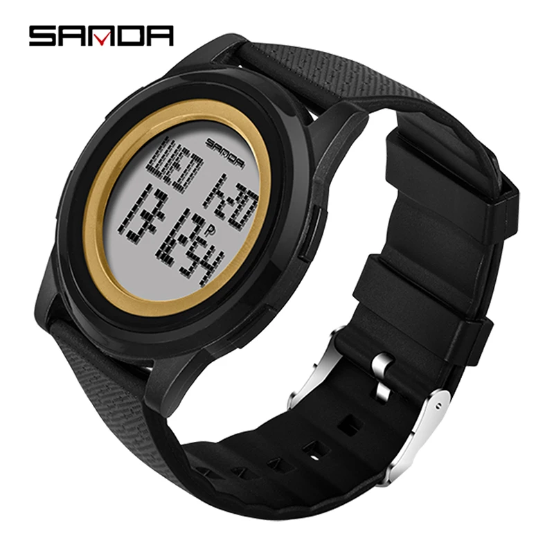 Fashion 9mm Super Slim Sanda Sport Watch Men Brand Luxury Electronic Led Digital Wrist Watches For Male Clock Relogio Masculino