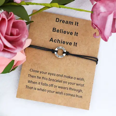 Believe Wishes Bracelet Dream It Believe It Achieve It Wish Bracelet Believe Charm Red String Bracelet Women Men Friendship Gift