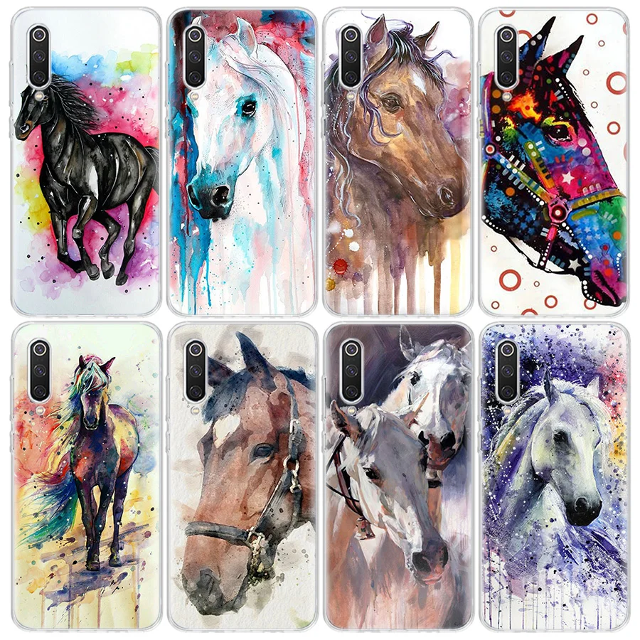 Horse waterclour Phone Case For Xiaomi Mi 12 10 Lite 12X 12T 13 5G 11T 10T Pro 11i 11 Ultra 9 8 6X 5X Capa Coque Fundas TPU Capa