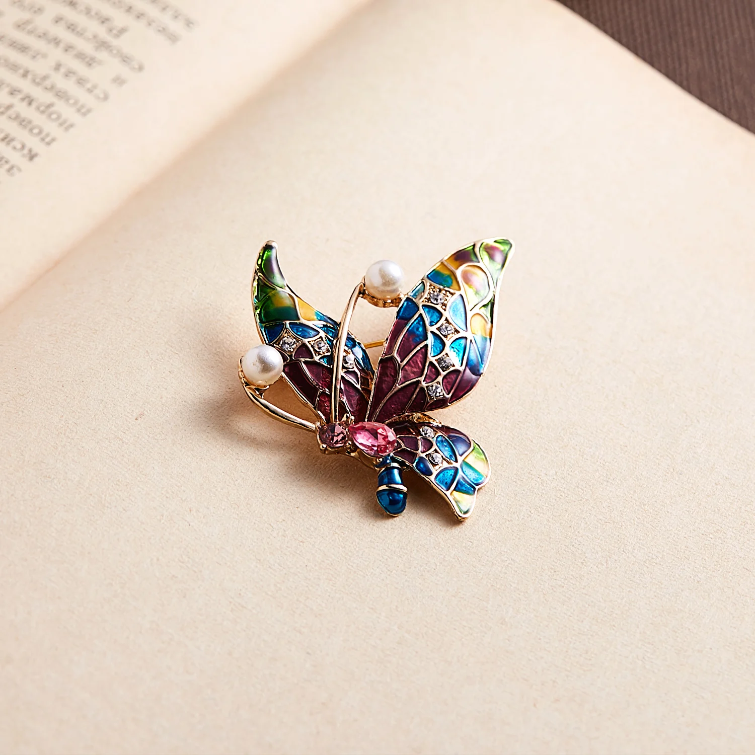 Rinhoo Vintage Schmetterling Flügel Brosche Elegante Tier Strass Imitation Perle Insekt Schmetterling Pin Abzeichen Hochzeit Partei Schmuck – Detail 37