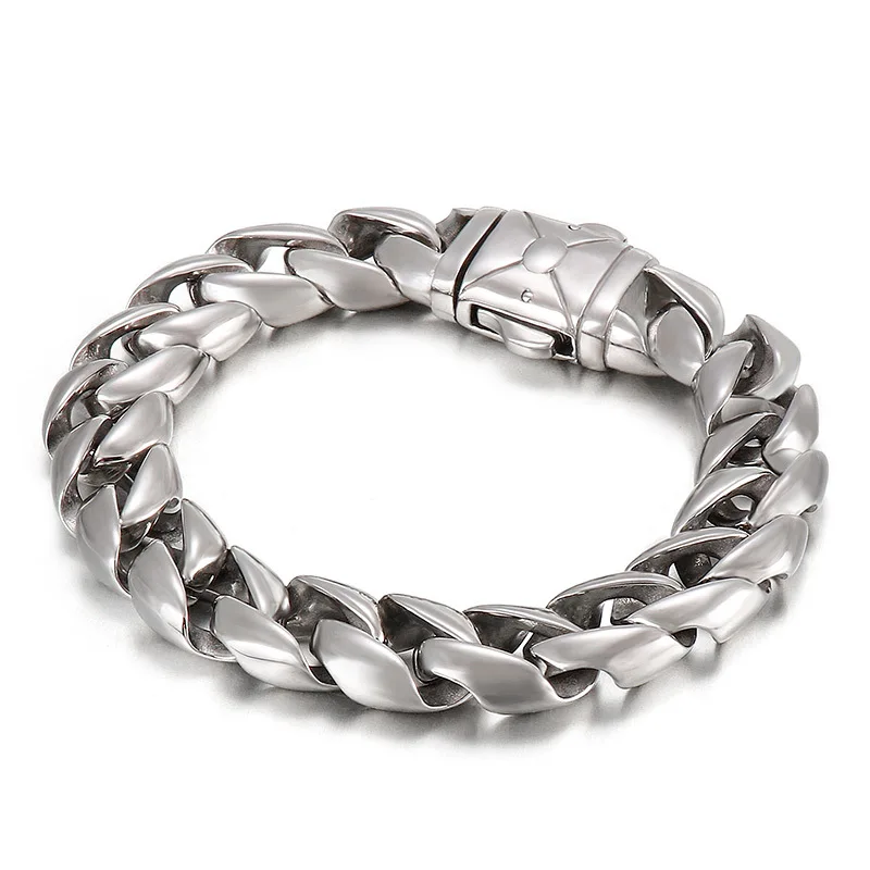 

Personality Hip Hop Men's Stainless Steel Jewelry Fashion Simple Cuban Chain Nightclub Jump Di Titanium Steel Bracelet