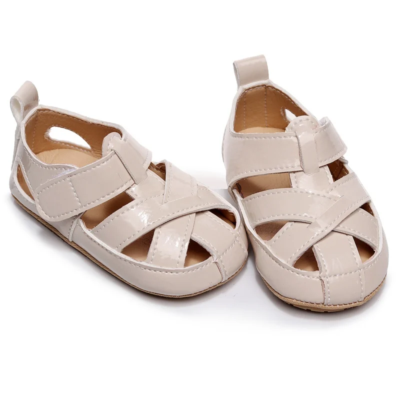 Sandales d'été pour bébés filles et garçons, chaussures romaines de plage en cuir avec sangle croisée ajourée