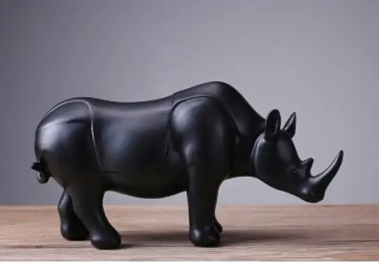 

HOME ANIMAL DECORATION BLACK RHINOCEROS DECORATION CREATIVE RESIN CRAFTS FACTORY GIFTS WHOLESALE STATUE DECORATED SCULPTURES