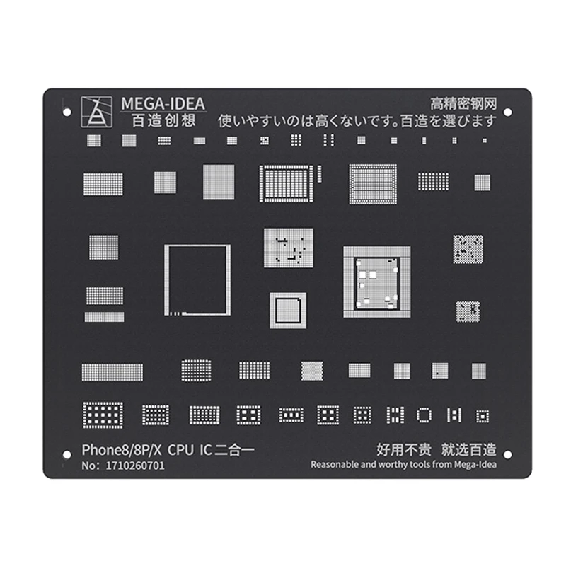 Aço preto BGA Reballing Stencil, solda Net, CPU IC Chip Tin Plantar, iPhone 14, 13, 12, 11 Pro MAX, XS, XR, X, 8P, 8, 7P, 6S, 6