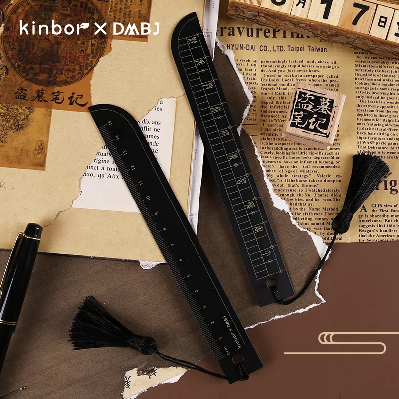 Kinbor DMBJ Retro Black Gold Ancient Knife Ruler 15CM Bookmark Stationery Ruler For School Office marcapaginas линейка Accessori