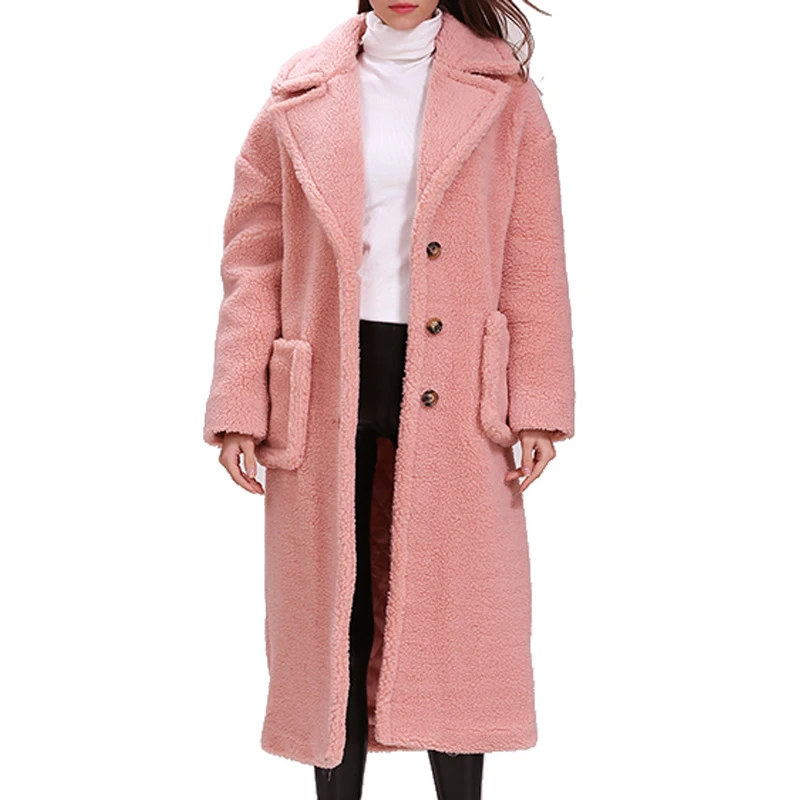 stock 120cm extra longer length teddy bear coat X-long maxi faux fur coat thick warm loose coat 5 color