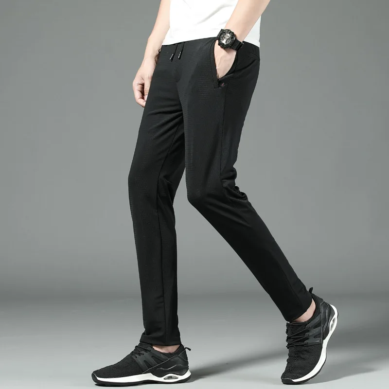 MRMT 2024 Brand Summer  Men's Trousers Casual Slimming High Stretch Thin Pants for Male Hollowed Trouser