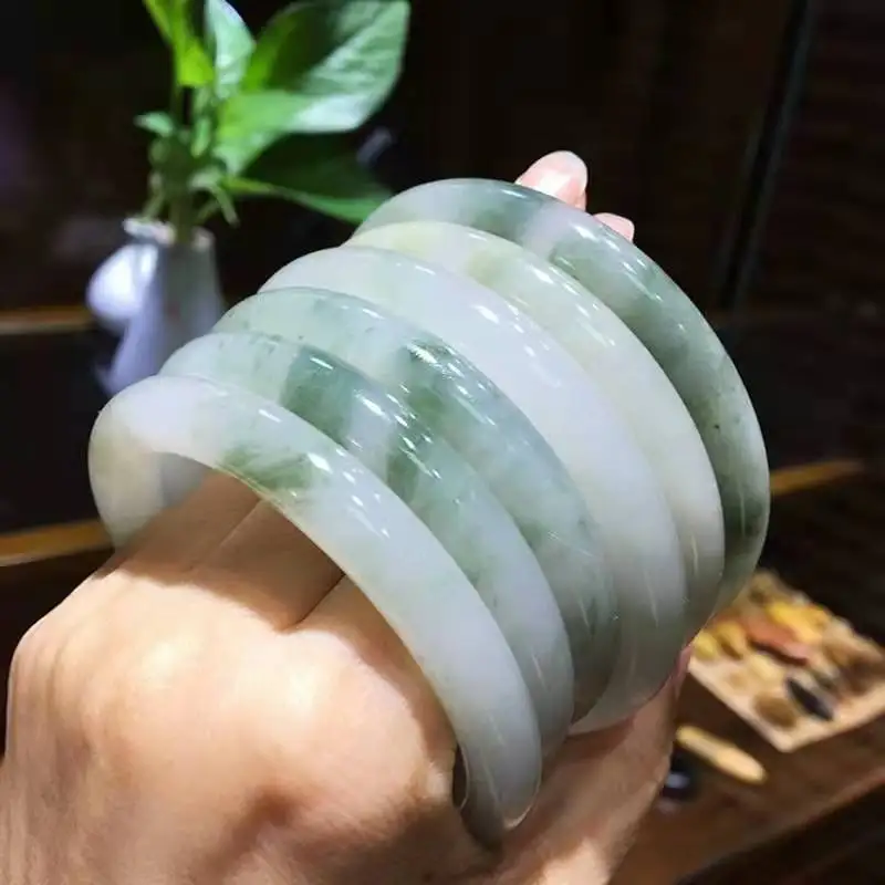 100% real natural jadeite  bracelet elegant princess jade bracelet bangles jadeite Hand-Carved Emerald Bangles Lady Party Gift