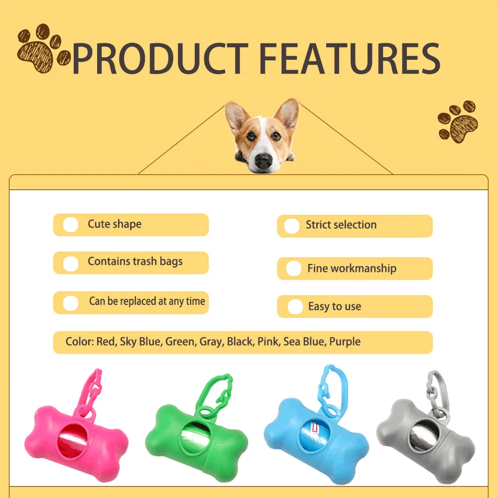 Plastic Garbage Carrier Case-Pet Dispenser For Dog 10 Roll Waste Poop Bags