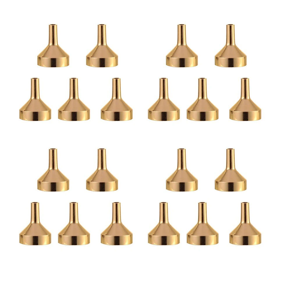 10 Pieces Gold Mini Metal Funnels For Filling Small Bottles Transferring Liquid Refill Perfume Essential Oil