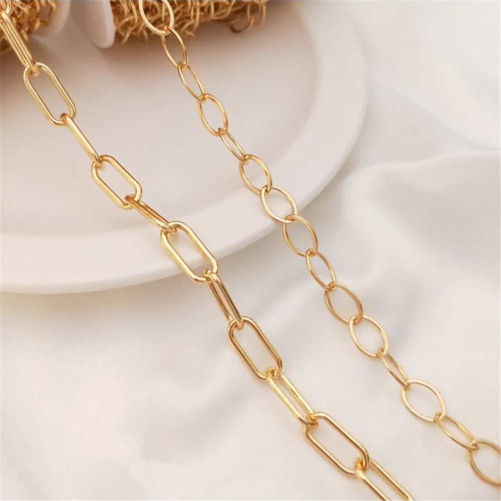 14k banhado a ouro Euramerican vento cadeia áspera popular corrente solta diy pulseira camisola cadeia colar material