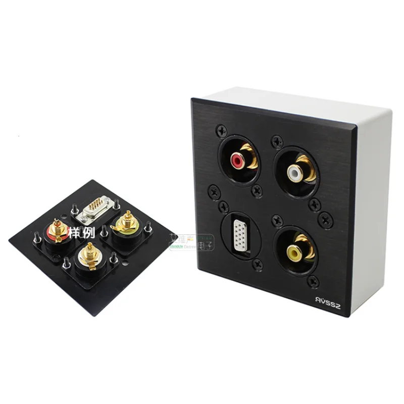 

1Pcs 86 wall multimedia information box panel notebook audio and video VGA AV RCA gold-plated base HiFi accessories