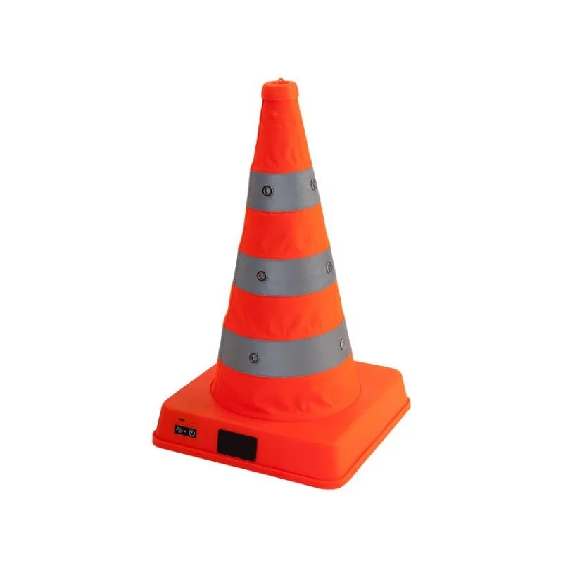 Cones de tráfego reflexivos dobráveis retráteis, Cones de tráfego reflexivos, Double Warning LED Safety, Expansão da barreira rodoviária, Carregamento USB, 41cm de altura