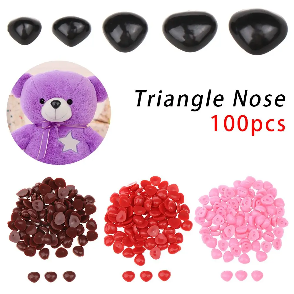 100 Pcs/bag Triangle Safety Nose for DIY Doll Toy Bear Crafts Plastic Toy Safety Noses Crafts Making Puppet Parts Accessories