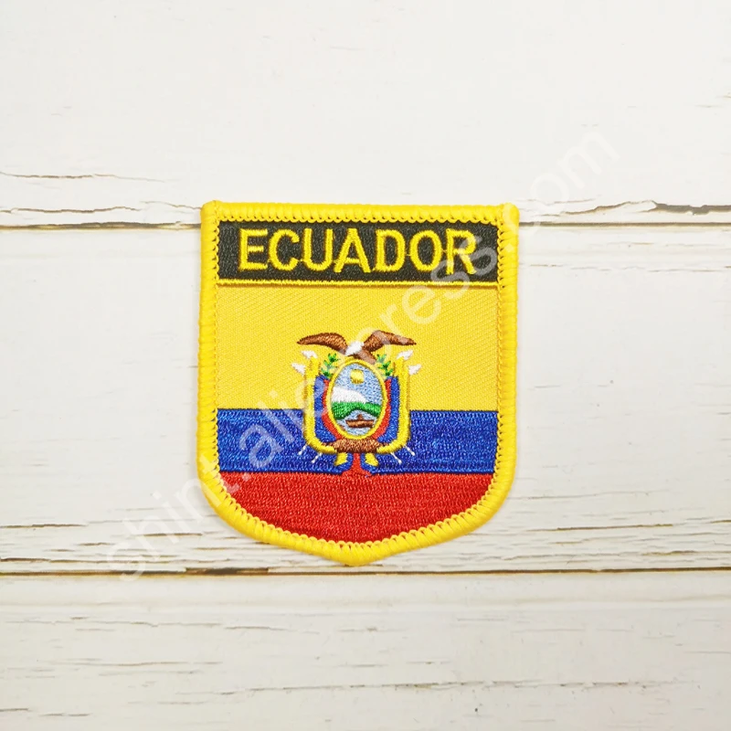 Ecuador National Flag Embroidery Patches Badge Shield And Square Shape Pin One Set On The Cloth Armband Backpack Decoration