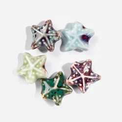 20#5szt Ocean Series Multicolor Rozgwiazda Ceramiczne Koraliki Pentagram Porcelanowy Wisiorek#MY519