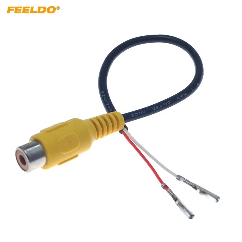 

FEELDO RCA Female Connector With Wire Crimp 2-Pin Terminal For DIY Installation #HQ6329