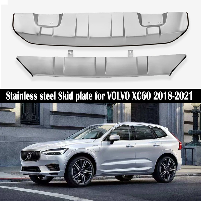 Front+ Rear Bumper For VOLVO XC60 2018 2019 2020 2021 Diffuser Guard Bumpers Lip protection cover skid plate Stainless steel