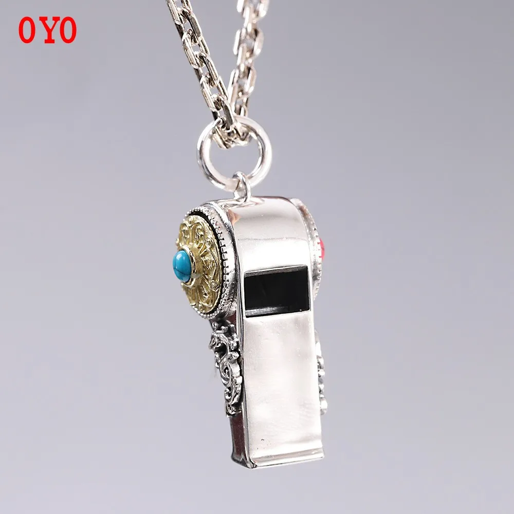 s925 sterling silver trendy unisex seiko six-character mantra can be turned pendant whistle can be blown