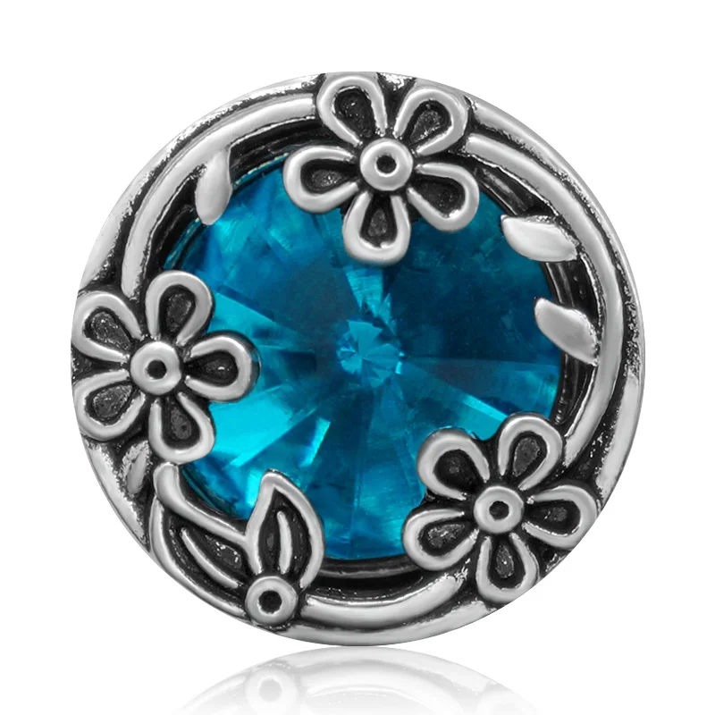 KZ3411 Beauty Hollow rhinestone Colorful flowers 18MM snap buttons fit 18mm snap bracelet snap jewelry wholesale Gift