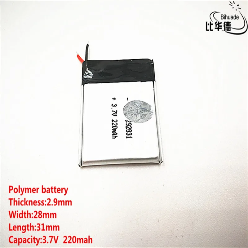 خلايا بطارية ليثيوم أيون قابلة لإعادة الشحن ، 3.7 فولت ، 220 مللي أمبير ، 292831 ، للmp3 و MP4