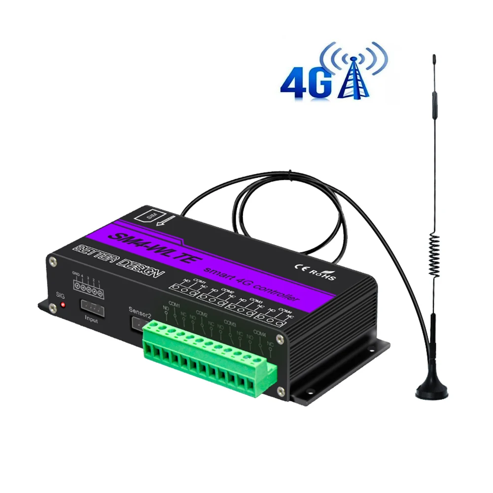 4G LTE FDD 2G GSM SMS умный дистанционный 4-Канальный Релейный контроллер ВКЛ./ВЫКЛ. Выход ввода/вывода освещение с 4 входами