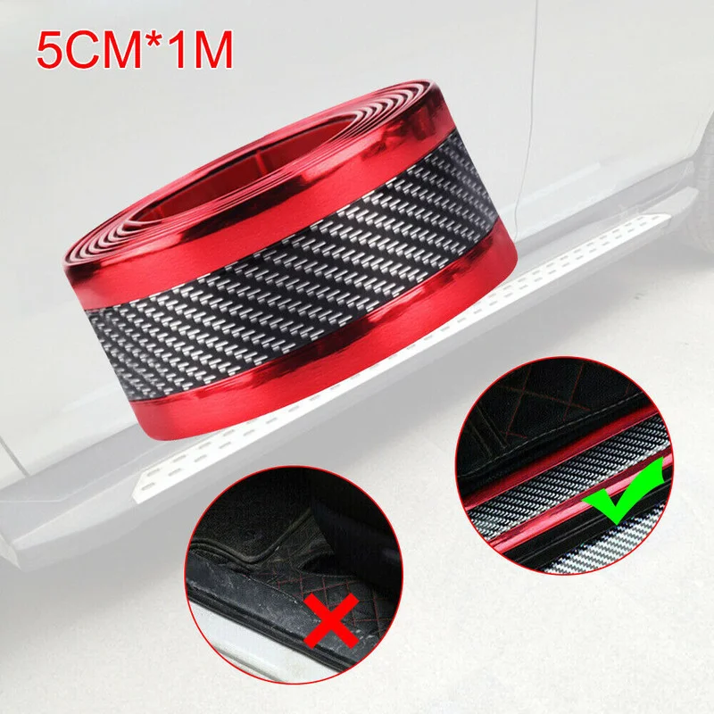 

1Pc Car Door Sill Protector Bumper Protector Carbon Fiber Auto Anti-Collision Sticker Decal Moulding Strip Car Styling Accessory