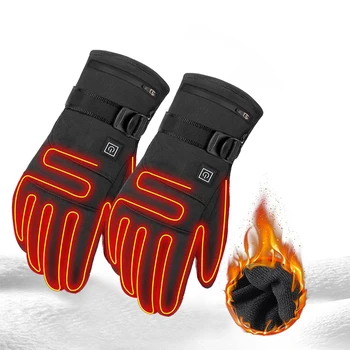 2x winter motorcycle gloves men electric heated gloves touch thermal guantes MTB riding heating gloves for battery powered