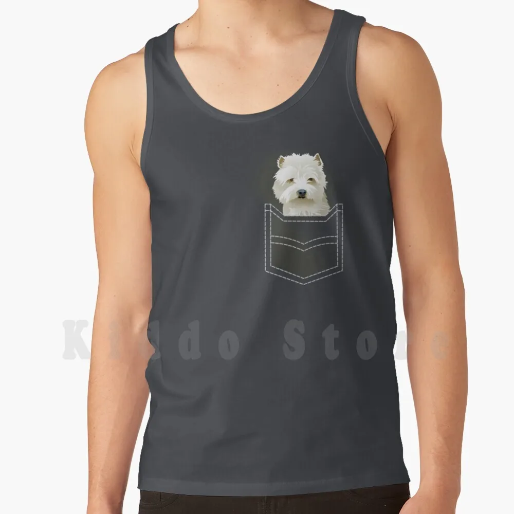 Seymour Tank Tops Vest Sleeveless Westie West Highland Terrier Dog Dogs Pocket Mawson Cute Furry Fur