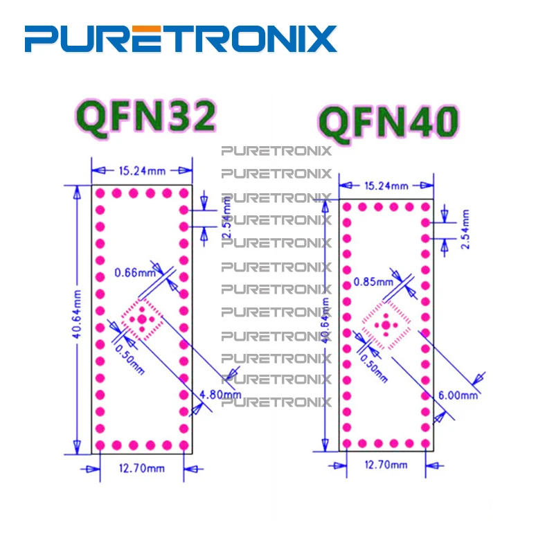 QFN32 to DIP32 QFN40 to DIP40 어댑터 0.5mm 피치, 10 개