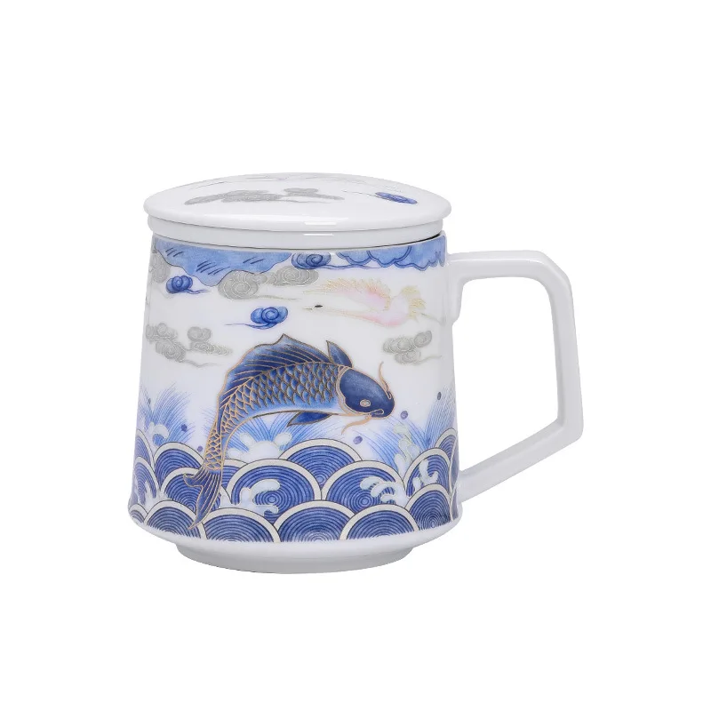 

999 Pure Silver Tea Cup Mug Liner Gilded Silver Office Personal Large Capacity Filter Tea Cup With Cover