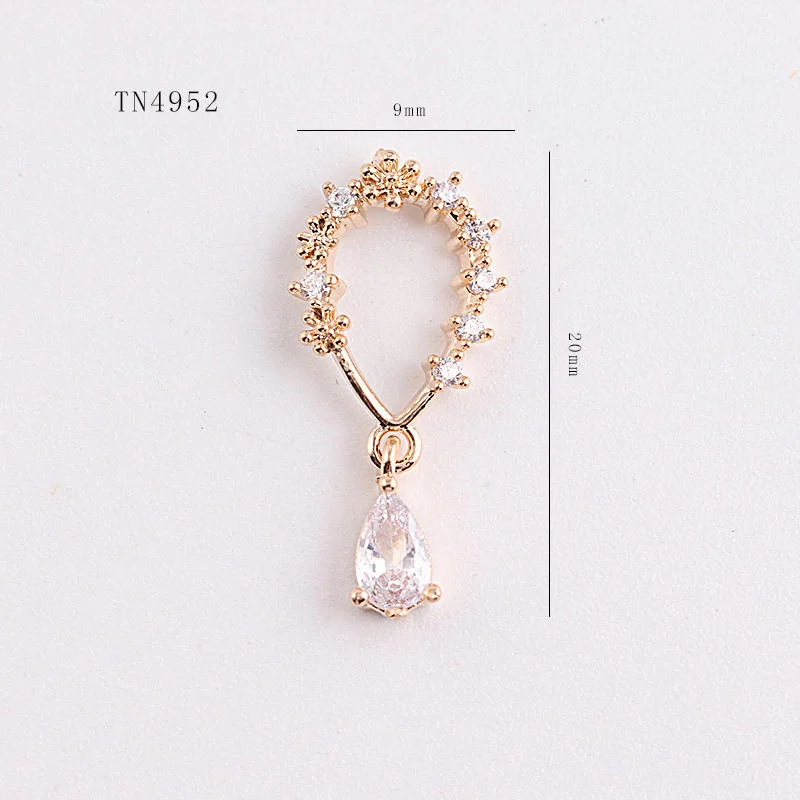 5pcs TN4952 Crystal Zircon Water drop Pendant Nail Art Rhinestone stones nails accessories nail art decorations 3D Nail charms