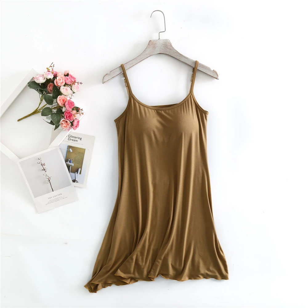 Sexy Sling Nightdress Women Short Slim Dress Female Modal Viscose Sleepwear Bra Padded Soft Camisole Sling Nightwear Nightgowns