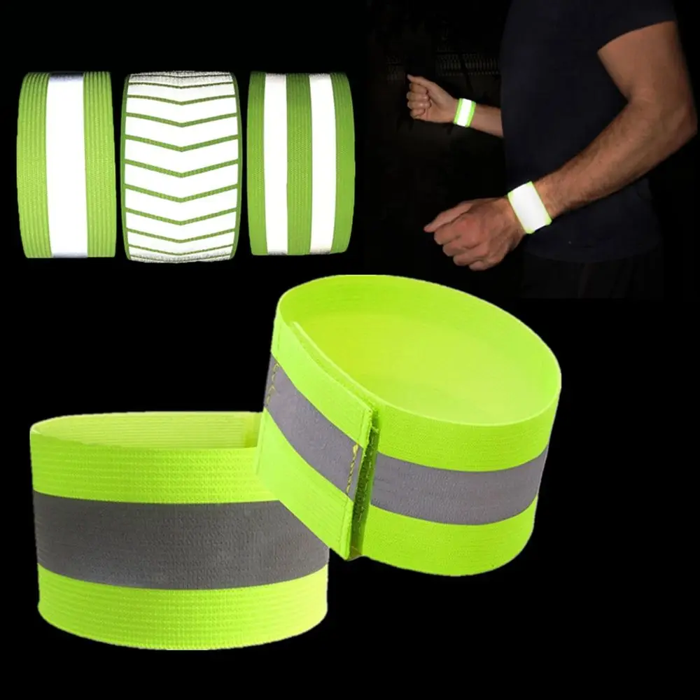 1pc Running Fishing Cycling Reflective Strips Outdoor Warning Wristband Bike Safety Armband Bind Pants Leg Strap Reflective Tape