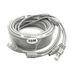 5M/10M/15M/20M/30M Optional 2.1mm/5.5mm Jack RJ45 + DC Power Extension Ethernet CCTV Cable For Surveillance IP Camera NVR System