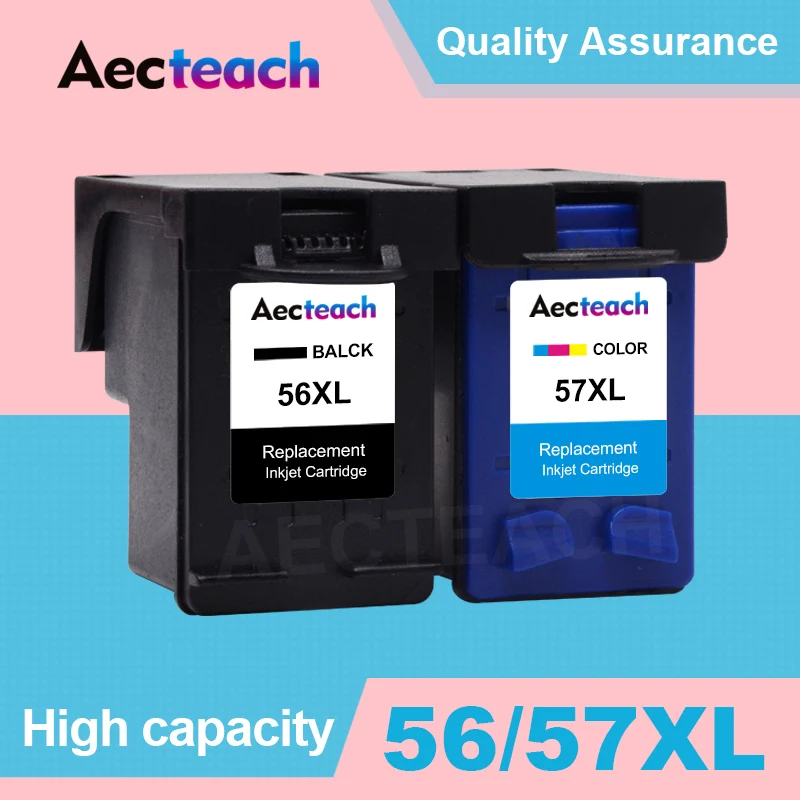 Aeateach 56XL 57XL Ink Cartridge Replacement for HP 56 57 XL Deskjet 450 450cbi 450ci 450wbt F4140 F4180 5150 5550 Printer