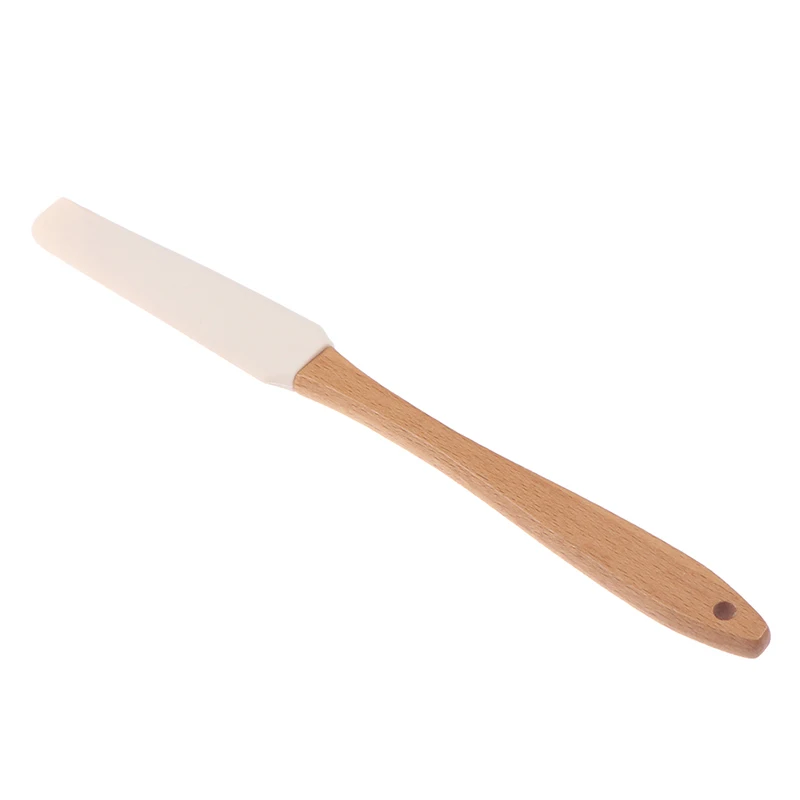 1PC Scraper Durable Wood Handle Utensil Spatula Cream Butter Removable Silicone Brand New