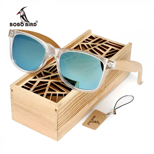 BOBO BIRD-gafas de sol de bambú para hombre y mujer, lentes polarizadas de madera, de Color claro, regalos de fiesta, envío directo