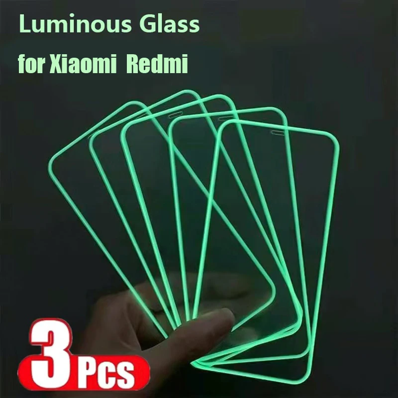 Luminous Screen Protectors for Xiaomi Mi Poco X3 Pro M3 F3 5G Glowing Tempered Glass for Redmi Note 10 Pro 10S 9S 9T 9A 9C 8T 7