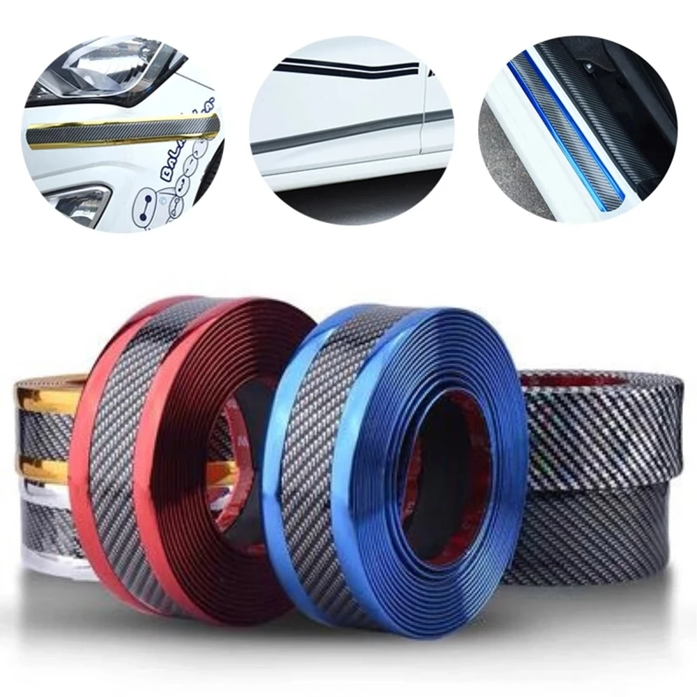 Car Stickers Anti Scratch Door Sill Protector Rubber Strip Carbon Fiber Car Threshold Protection Bumper Film Sticker Car Styling