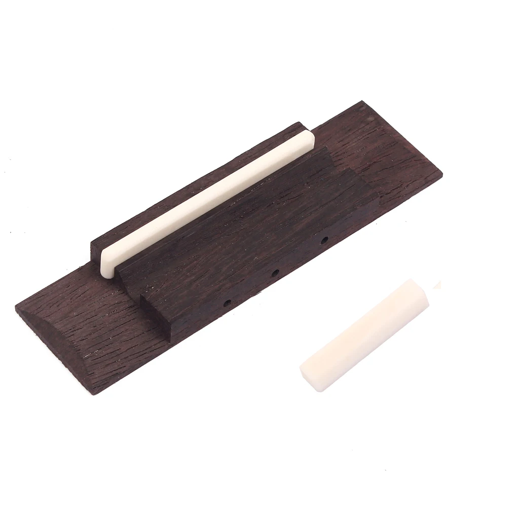 Tooyful Rosewood Bridge With Bone Saddle and Nut for 3 String CIGAR BOX Guitar Replaceable 90mm for Ukulele Parts