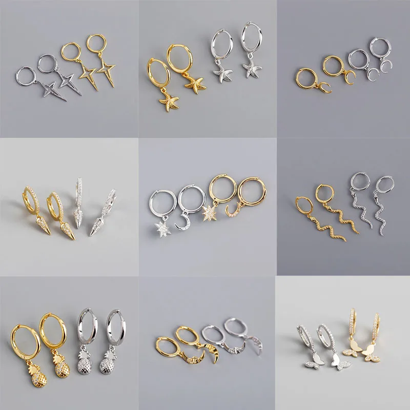 XIYANIKE Silver Color Gold Punk Hip-Hop Geometric Pendant Hoop Earrings for Women Party Jewelry Accessories Wholesale