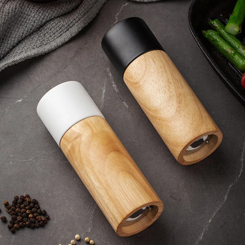 Manual Mills Wooden Salt And Pepper Grinder with Base Multi-Purpose Cruet Kitchen Tool Ceramic Grinder For Kitchen Household