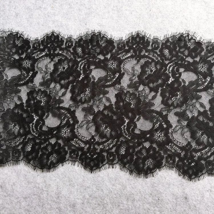 Schwarzer Wimpern-Spitzenbesatz, Blumen, Unterwäsche, BH-Dekor, Spitzenstoff zum Nähen, Kleid-DIY-Zubehör, RS2510, 300 cm * 23,5 cm – Detail 11